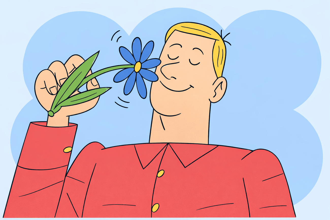 Иллюстрация глагола smell